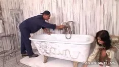 Play Paid Brunette Plumber With A Deep Blowjob With Completion